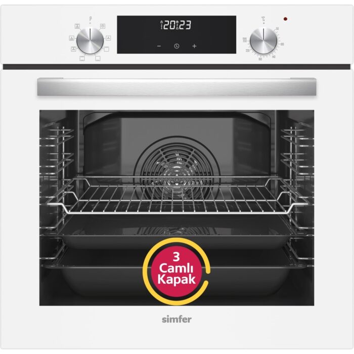 Simfer 9 Fonksiyon Qs Dijital Beyaz Ankastre Set (8209 Fırın + 3507 Ocak + 8704 Davlumbaz) - Görsel 2