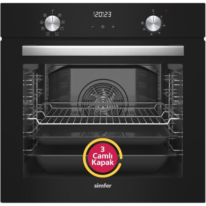 Simfer 9 Fonksiyon Qs Dijital Siyah Ankastre Set (8208 Fırın + 3500 Ocak + 8703 Davlumbaz) - Görsel 2