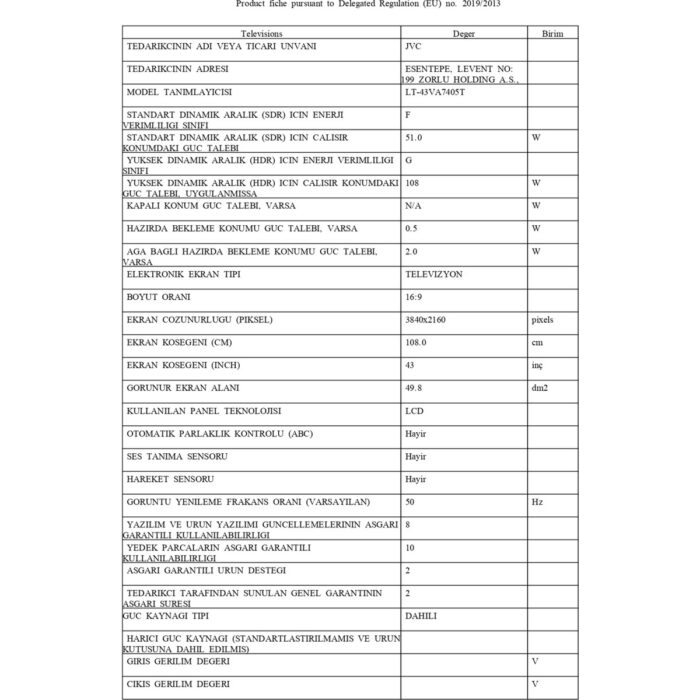 JVC LT-43VA7405T 43" 109 Ekran Uydu Alıcılı 4K Ultra HD Android Smart LED TV - Görsel 3