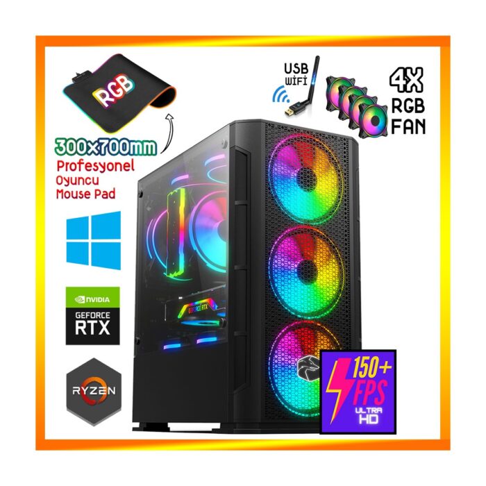 110000685949454.jpg Zeiron Prime X5 Ryzen 5 5500 16GB 3200MHZ Ram 512GB Nvme M.2 SSD RTX3050 8gb Gddr6 Oyuncu Bilgisayarı - Görsel 1