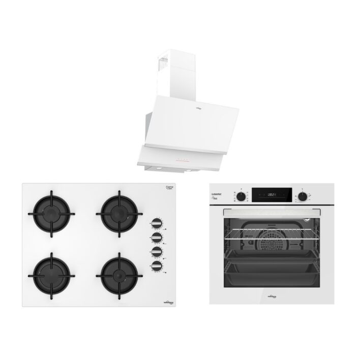 Tommatech TT200 Beyaz Ankastre Set TDE6001WG Davlumbaz + TAO6001WG Ocak + TAF6005WS Fırın - Görsel 1