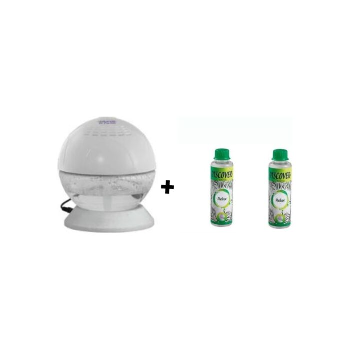 110000688467405.jpg Discover Sihirli Küre Geniş Alan Kokulandırma Makinesi Işıklı Beyaz + 2 Adet 150 Ml. Relax Solüsyonu - Görsel 1