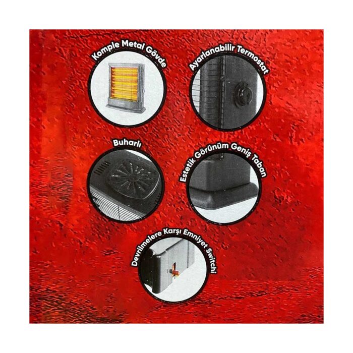 Minisan Midi 2100W Buharlı Quartz Isıtıcı - Görsel 5