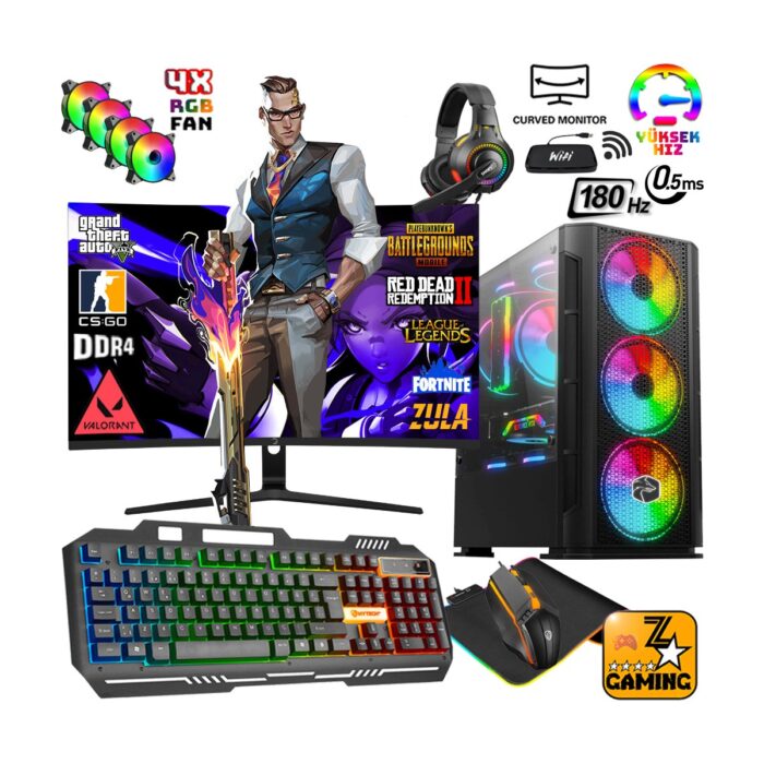 110000691426305.jpg Zeiron GTX85 Intel Core I5-12400F 16 GB Ram 512 GB M.2 SSD + 1tb HDD 4gb GTX1050 Ti 24" 180Hz Oyuncu Masaüstü Bilgisayar - Görsel 1