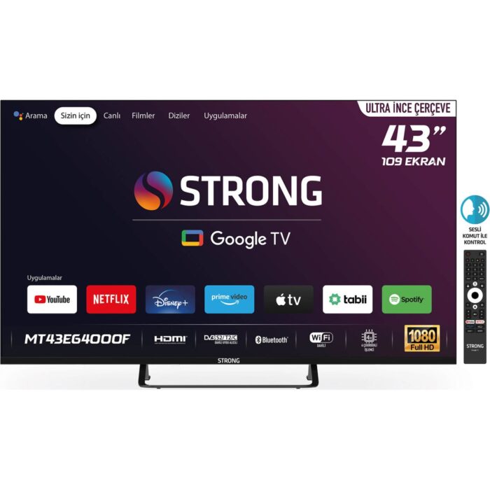 110000691759146.jpg Strong MT43EG4000F 43’’ 109CM Ekran Frameless Full HD Uydu Alıcılı Google TV - Görsel 1