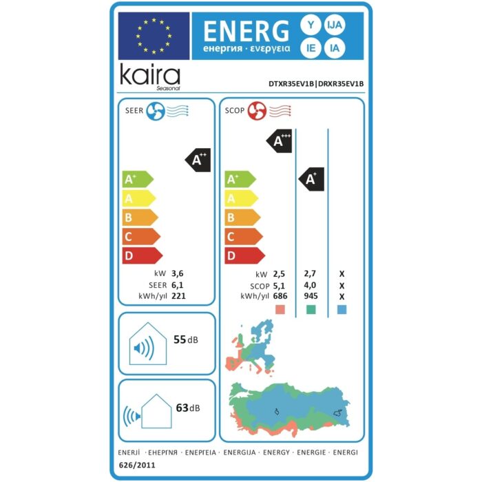 Kaira DTXR35E A++ 12000 BTU Wifi Inverter Duvar Tipi Klima (Montaj Dahil) - Görsel 5