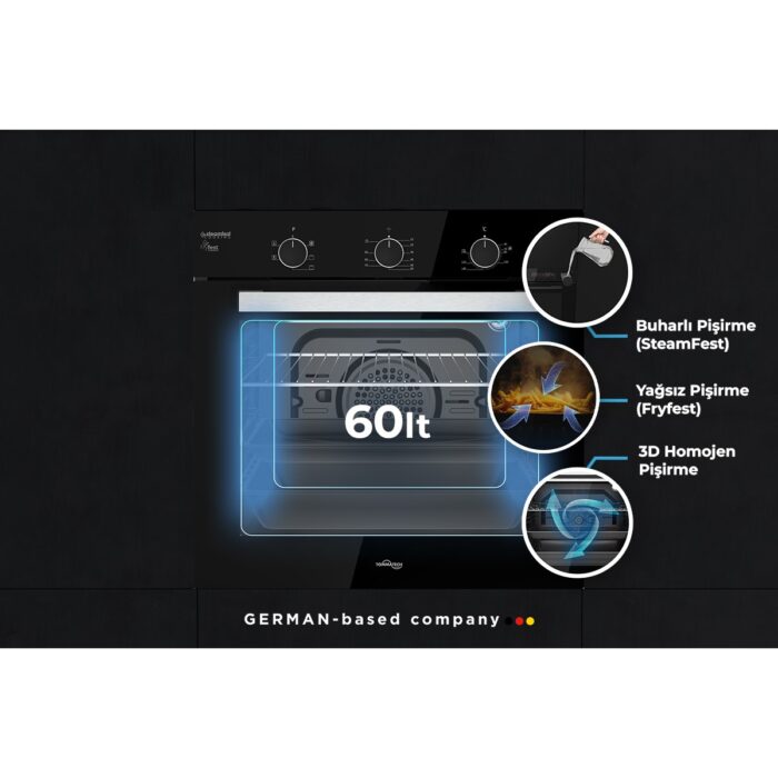 Tommatech TAF6006BSM Ankastre Elektrikli Fırın - Görsel 2