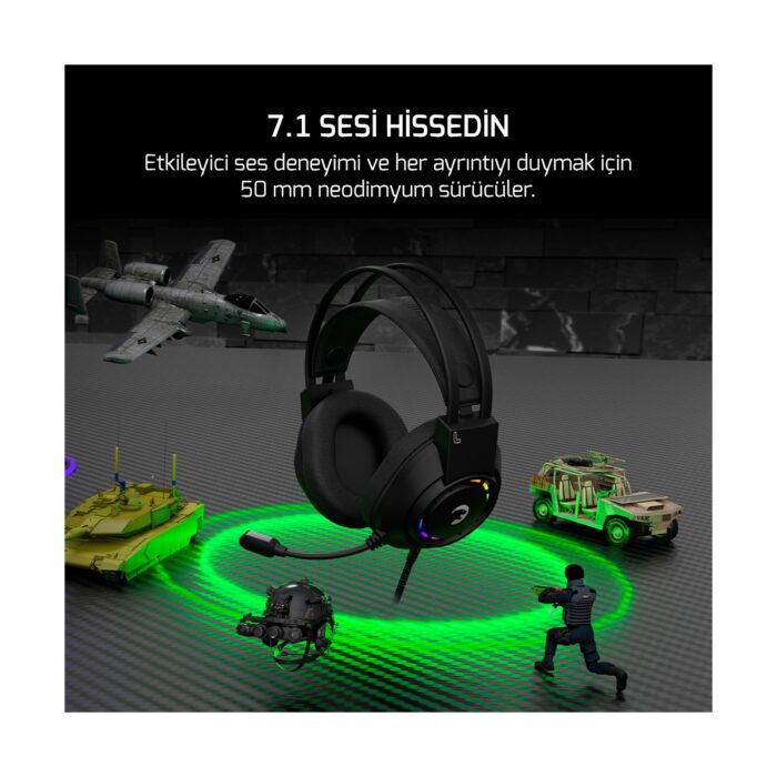 Gamepower Voldon Siyah 7.1 Surround Rainbow Gaming Kulaklık - Görsel 2