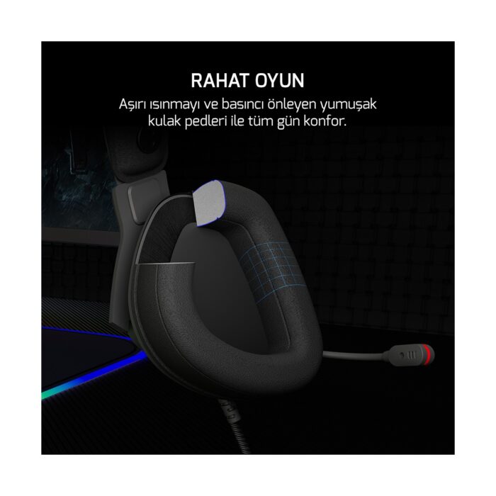 GamePower Kyruse Gri 7.1 Surround RGB Gaming Titreşimli Kulaklık - Görsel 4