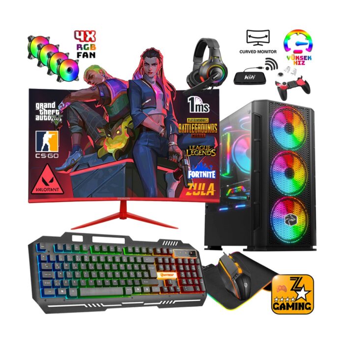 110000710679636.jpg Zeiron FX60 Intel Core i5 3470 16GB Ram 256GB SSD + 1TB HDD 4GB RX550 24" Oyuncu Masaüstü Bilgisayar - Görsel 1