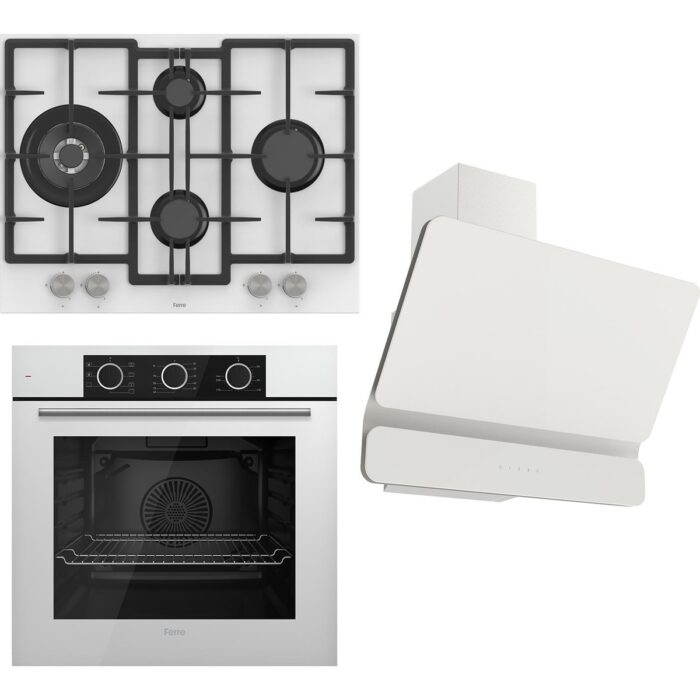 Ferre Flowart Basıc Serisi Beyaz Ankastre Set (ED076+ XE62CB + D081 ) - Görsel 1