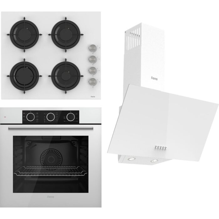 Ferre Flowart Basıc Serisi Beyaz Ankastre Set (CS206 + XE62CB + D087 ) - Görsel 1