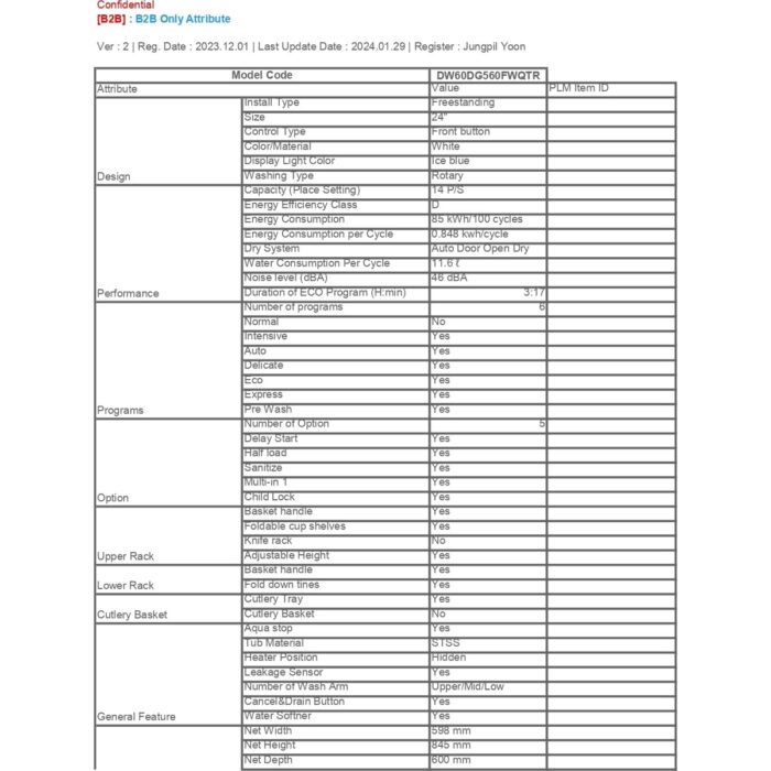 Samsung DW60DG560FWQTR 6 Programlı Bulaşık Makinesi, D Enerji Sınıfı - Görsel 3