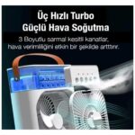 Aet Masaüstü Taşınabilir Buzlu Vantilatör Su Soğutmalı LED Işıklı Soğutucu Fan Aır Cooler Fan - Görsel 3