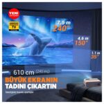 Vankyo Sunspark 500W Android TV 1080P Destekli Projeksiyon Cihazı 5G Wi-Fi + 5.1 Bluetooth - LCD LED - 240 Inç Yansıtma-Dahili Hoparlör-PS5/XBOX/HDMI/USB/VGA/AV - Görsel 5