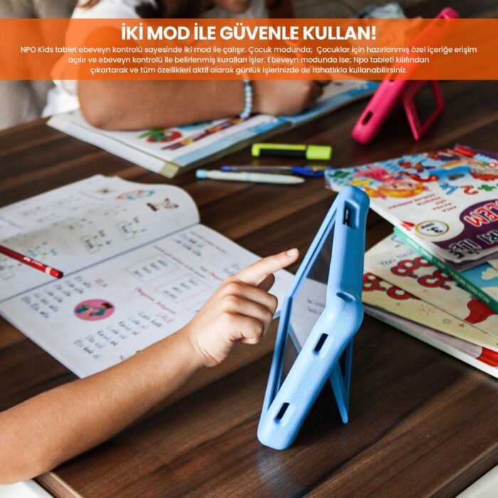 Npo 8" IPS Ekran 4gb 64GB Android 13.0 A133P 1.8ghz Antişok Çocuk Tableti Kids Tablet Mavi RS407+ - Görsel 4