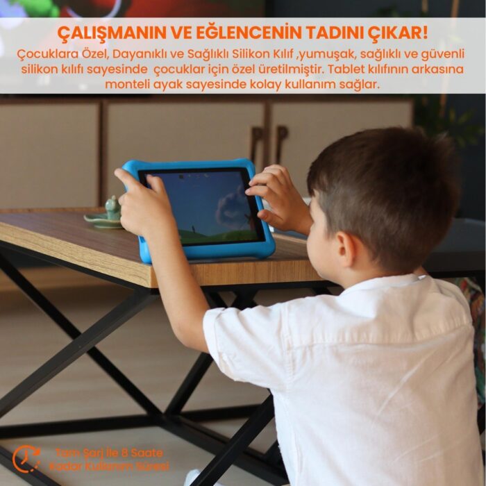 Npo 8" IPS Ekran 4gb 64GB Android 13.0 A133P 1.8ghz Antişok Çocuk Tableti Kids Tablet Mavi RS407+ - Görsel 5