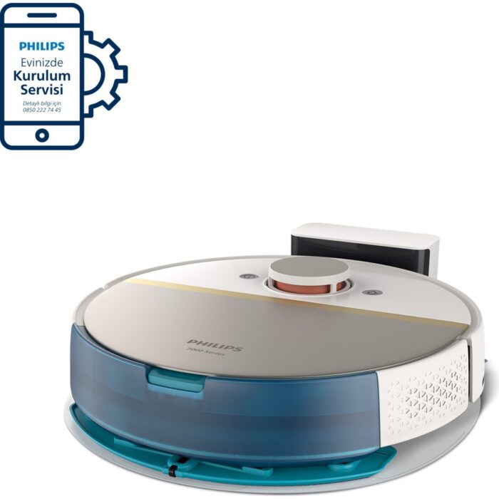 Philips XU7000/02 7000 Serisi HomeRun Aqua Islak Kuru Robot Süpürge, Sarj İstasyonlu, İpek Beyaz ve Altın Sarısı, - Görsel 2