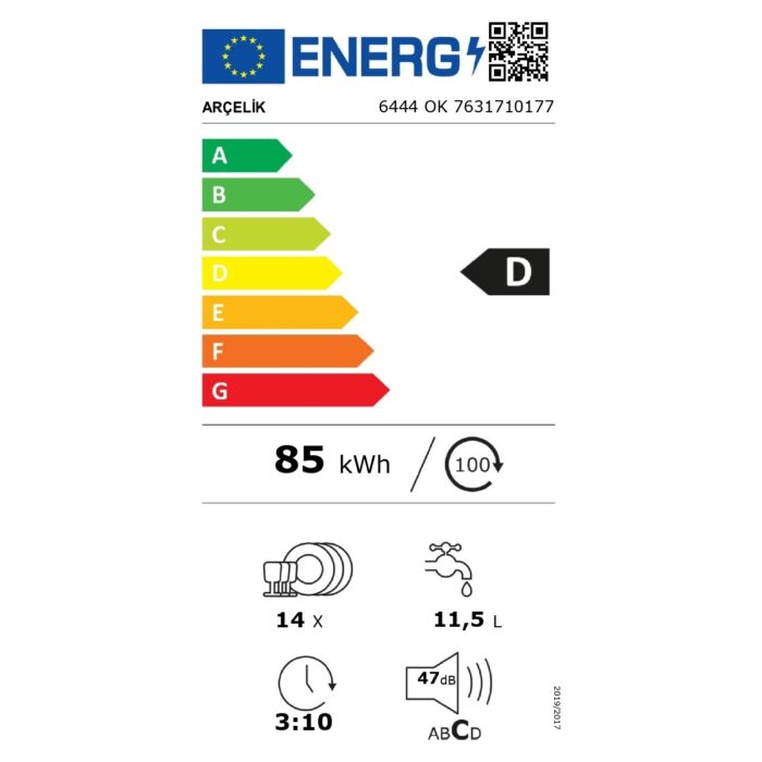 Arçelik 6444 Ok  D Enerji Sınıfı 4 Programlı Bulaşık Makinesi - Görsel 3