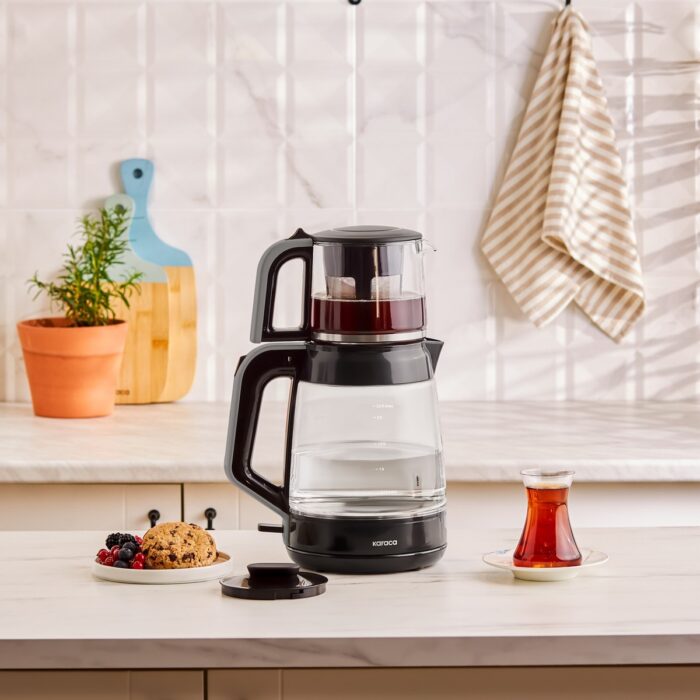 110000731909808.jpg Karaca Glass Tea Xl 2 In1 Cam Çay Makinesi Space Gray - Görsel 1