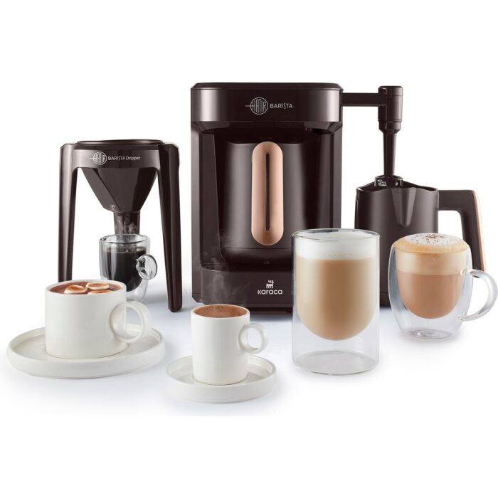 110000748850473.jpg Karaca Hatır Barista Türk Kahve Makinesi – 5 Fincan, Süt Köpürtme ve Sütlü İçecek Hazırlama Özellikli, Kolay Temizlenen Ceviz Kahverengi - Görsel 1