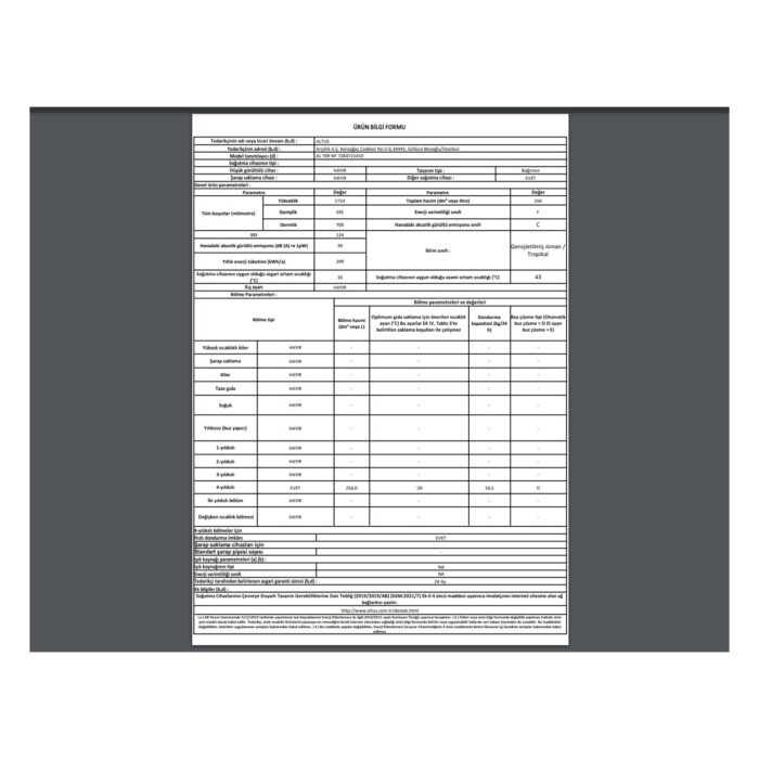 Altus Al 709 Nfe E Enerji Sınıfı 260 Lt No-Frost Derin Dondurucu Beyaz - Görsel 4