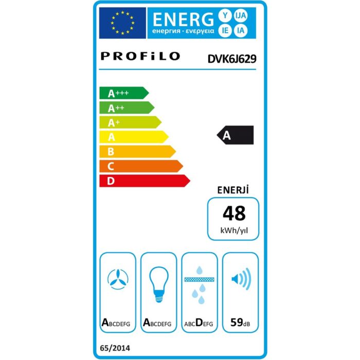 Profilo DVK6J629 Beyaz Cam Yüzey Duvar Tipi Davlumbaz - Görsel 5