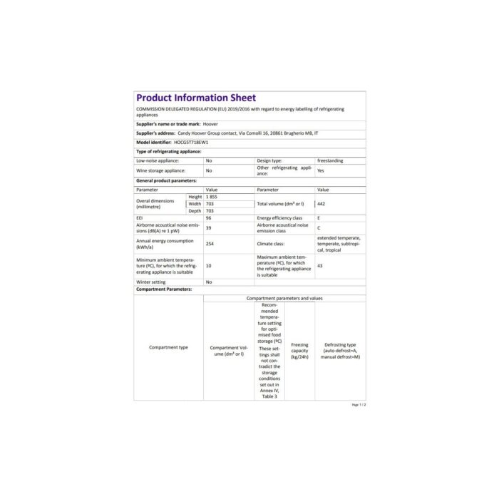 Hoover HOCG5T718EW1 E Enerji Sınıfı 442 Lt Wi-Fi Bağlantılı Kombi Tipi No Frost Buzdolabı - Görsel 4