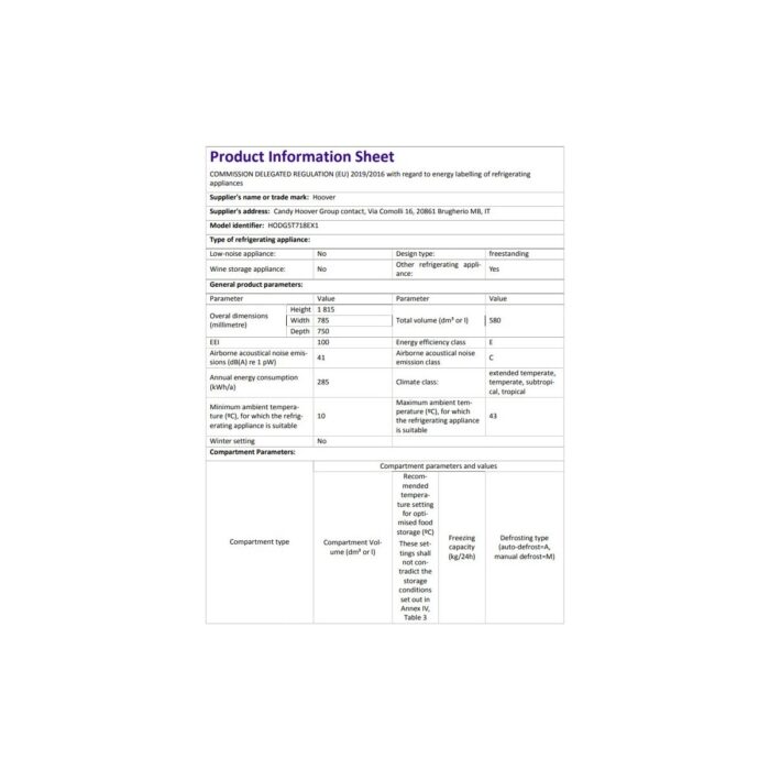 Hoover HODG5T718EX1 E Enerji Sınıfı 580 Lt No Frost Buzdolabı - Görsel 4
