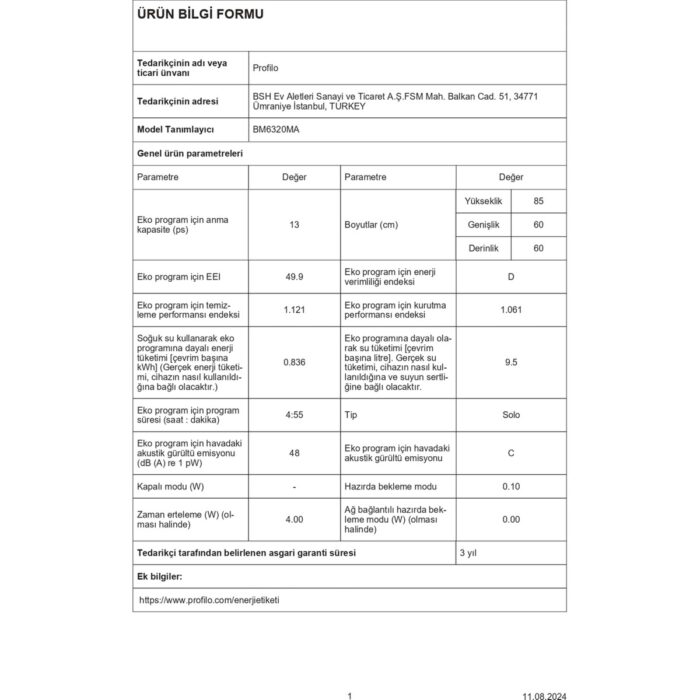 Profilo BM6320MA D Enerji Sınıfı 6 Programlı Bulaşık Makinesi - Görsel 5