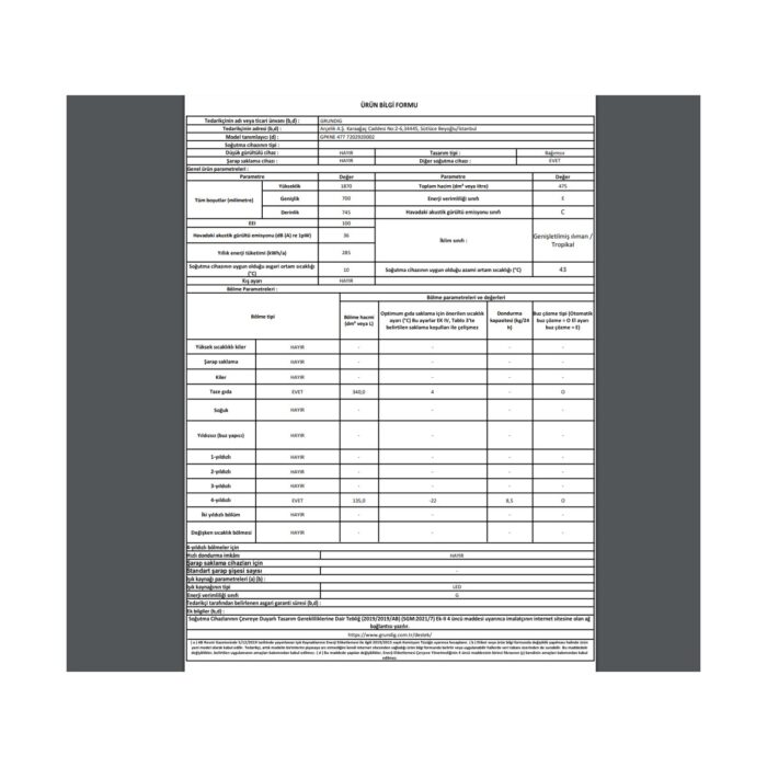 Grundig Grundıg Gpkne 477 E Enerji Sınıfı 477 L Duo-No Frost Alttan Donduruculu Buzdolabı Beyaz - Görsel 5