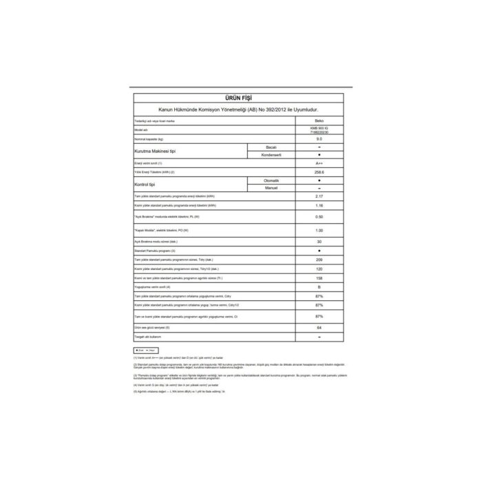 Beko Kmb 900 Ig Kurutma Makinası (Ironfinish Kolay Ütüleme Özelliği) - Görsel 5