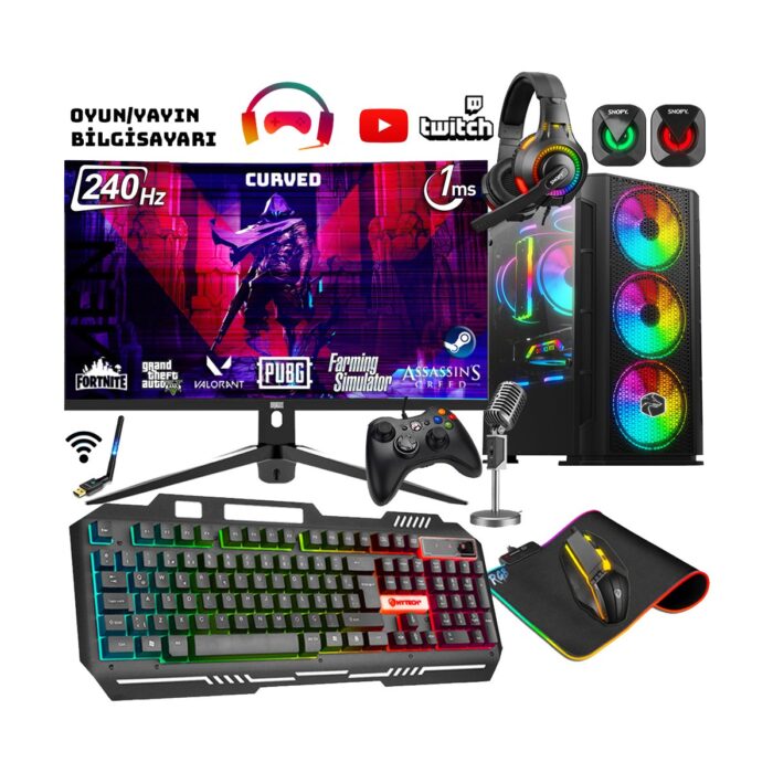 110000761493943.jpg Zeiron Damage X40 Ryzen 7 5700X 32GB Ram 1tb M.2 Nvme SSD RTX4060 8gb 27" 240Hz Oyuncu Masaüstü Bilgisayar - Görsel 1