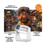 Yeelock Taşınabilir Sinema Projektörü 4K Şarjlı Bluetooth Android Akıllı Hoparlörlü Işıklı Gerçek 4K - Görsel 3