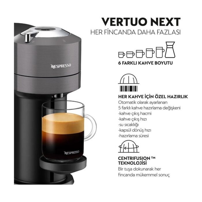 Nespresso Vertuo Next Kapsül Kahve Makinesi Koyu Gri - Görsel 2
