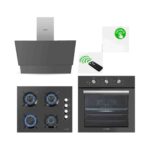 Kumtel 3'lü Ankastre Set Antrasit (Kumandalı 835 Davlumbaz + Ko-40 Ankastre Ocak + BS66 Ankastre Fırın)