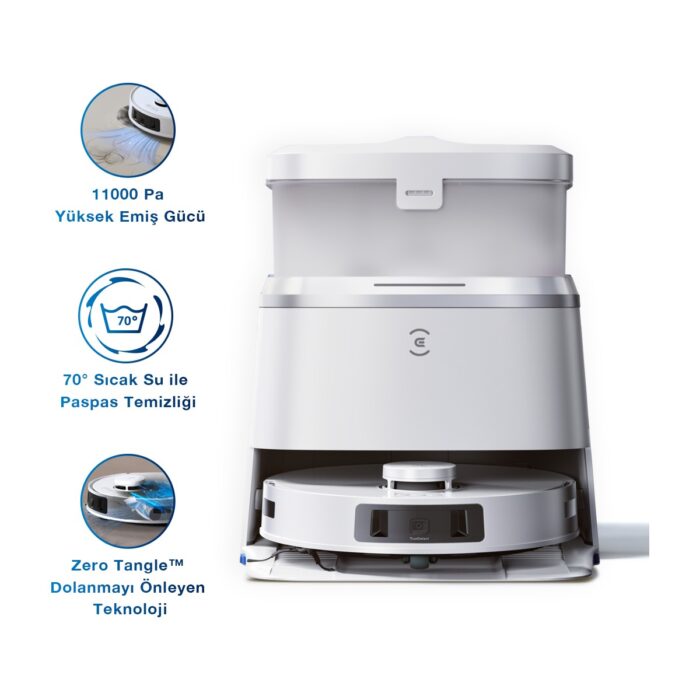Ecovacs Deebot T30 Pro Omni Akıllı Robot Süpürge ve Paspas Beyaz - Görsel 2