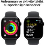 Apple Watch Series 10 GPS, 42 mm Simsiyah Alüminyum Kasa ve Siyah Spor Kordon - M/L - Görsel 4