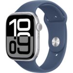 Apple Watch Series 10 GPS, 46 mm Gümüş Rengi Alüminyum Kasa ve Kot Rengi Spor Kordon - S/M
