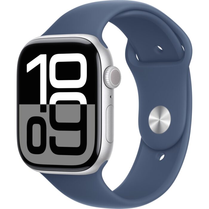 110000773544229.jpg Apple Watch Series 10 GPS, 46 mm Gümüş Rengi Alüminyum Kasa ve Kot Rengi Spor Kordon - S/M - Görsel 1