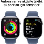Apple Watch Series 10 GPS 42mm Gümüş Rengi Alüminyum Kasa Kot Rengi Spor Kordon - S/M - Görsel 4