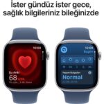 Apple Watch Series 10 GPS 42mm Gümüş Rengi Alüminyum Kasa Kot Rengi Spor Kordon - S/M - Görsel 5