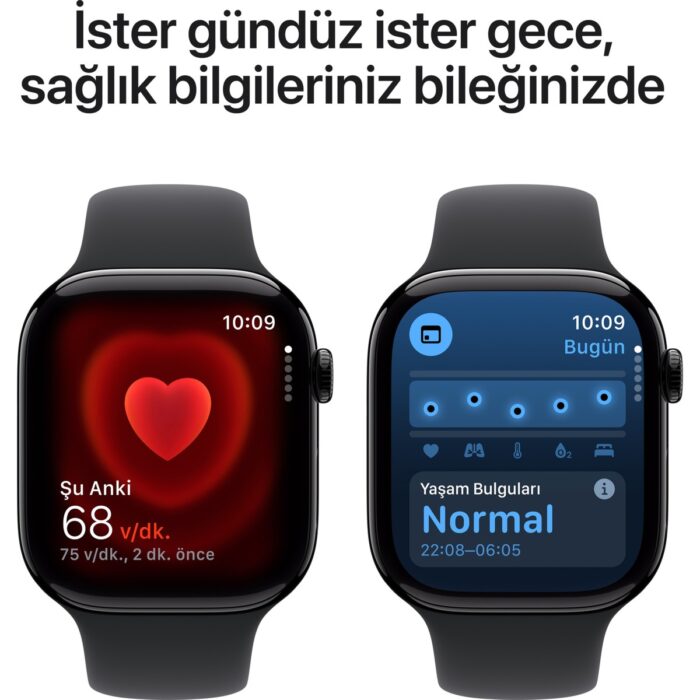 Apple Watch Series 10 GPS, 46 mm Simsiyah Alüminyum Kasa ve Siyah Spor Kordon - S/M - Görsel 5