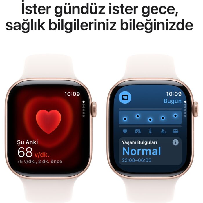 Apple Watch Series 10 GPS, 46 mm Roze Altın Rengi Alüminyum Kasa ve Bulut Pembesi Spor Kordon - M/L - Görsel 5