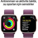 Apple Watch Series 10 GPS, 46 mm Roze Altın Rengi Alüminyum Kasa ve Kırmızı Erik Spor Loop - Görsel 4