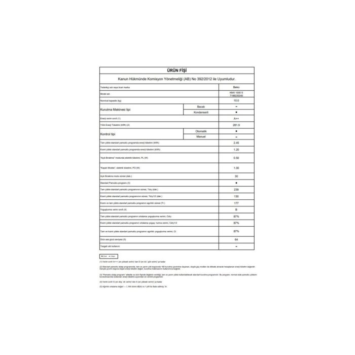 Beko KMX 1000 S 10 Kg Kurutma Makinesi - Görsel 5