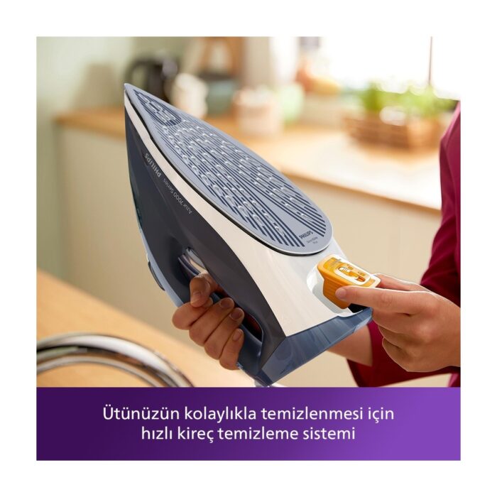 Philips DST7030/20 7000 Serisi Buharlı Ütü, 2800W, SteamGlide Plus Taban, 50 g/dk Sürekli Buhar, 250 g Şok Buhar, SteamGlide Plus, Koyu Mavi, - Görsel 4