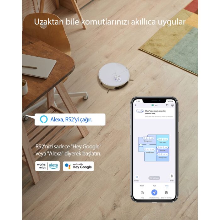 Ezviz RS2 Akıllı Robot Süpürge, Paspas ve Süpürme, Otomatik Paspas Takma ve Çıkarma (Ezviz Türkiye Garantili) - Görsel 3