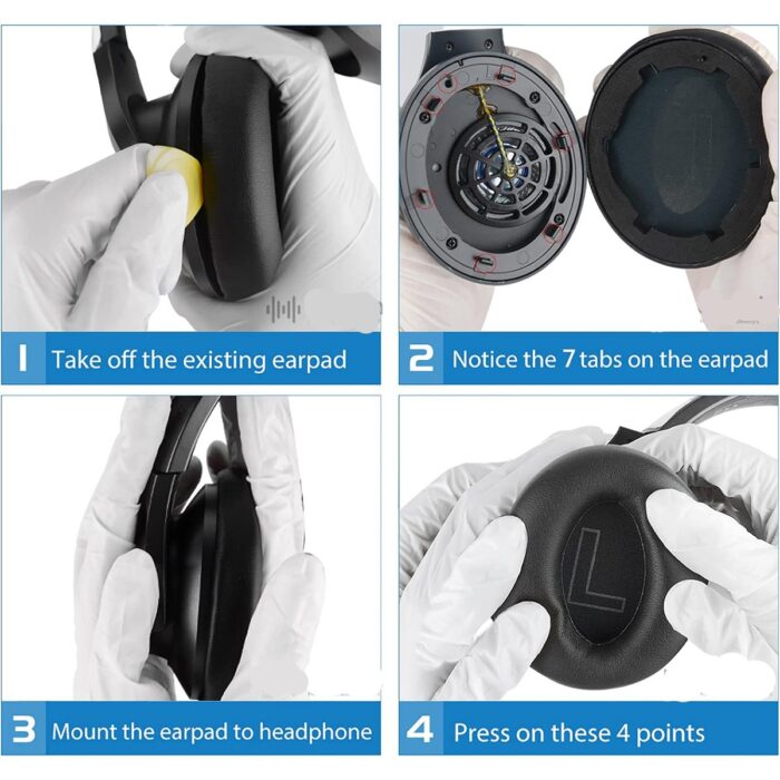 Mrs Toys Anker Soundcore Life Q20/Q20 BT/Q20+ Kulaklıklar Için Yedek Kulak Pedleri,protein Deri ve Yüksek Yoğunluklu Köpük  Profesyonel Kulaklık Kulak Yastığı Pedi Süngeri-Siyah - Görsel 4