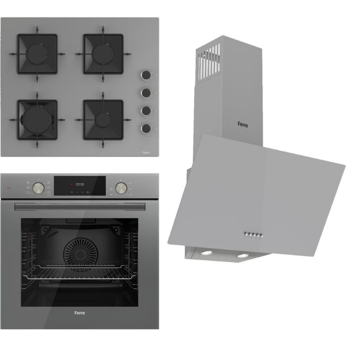 Ferre Flowart  Ss Serisi Gri Set (SS208 + QMS63CPR +D088 ) - Kare Emaye Izgara - Görsel 1